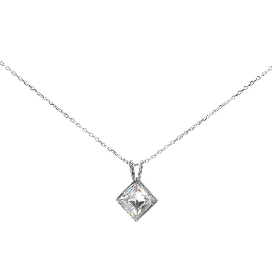 Joyas De Plata Marca DJOYAS Collares De Plata | Collar De Plata 925 Swarovski Elements Doble Valier Gran Cristal