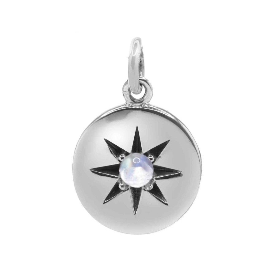 Joyas De Plata Marca DJOYAS Colgante Piedra Natural | Colgante De Plata 925 Placa De Sol Con Piedra Luna