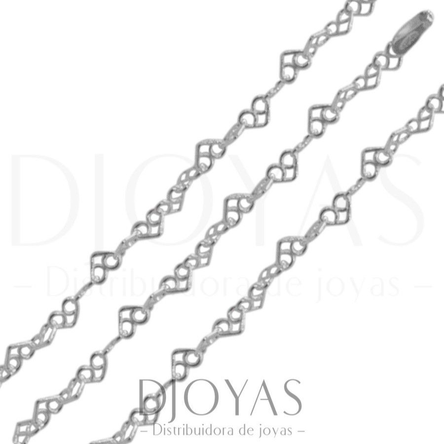 Joyas De Plata Marca DJOYAS | Cadena Plata 925 Corazones 45 Cm.