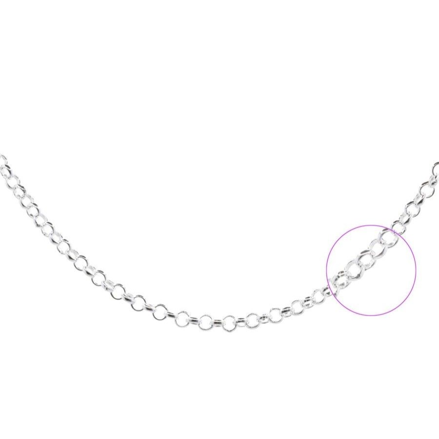 Joyas De Plata Marca DJOYAS | Cadena De Plata 925 Eslabon Redondo 50 Cm