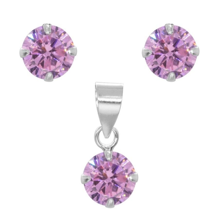 Joyas De Plata DistribuidoraDeJoyas.cl | Conjunto Circon Rosa