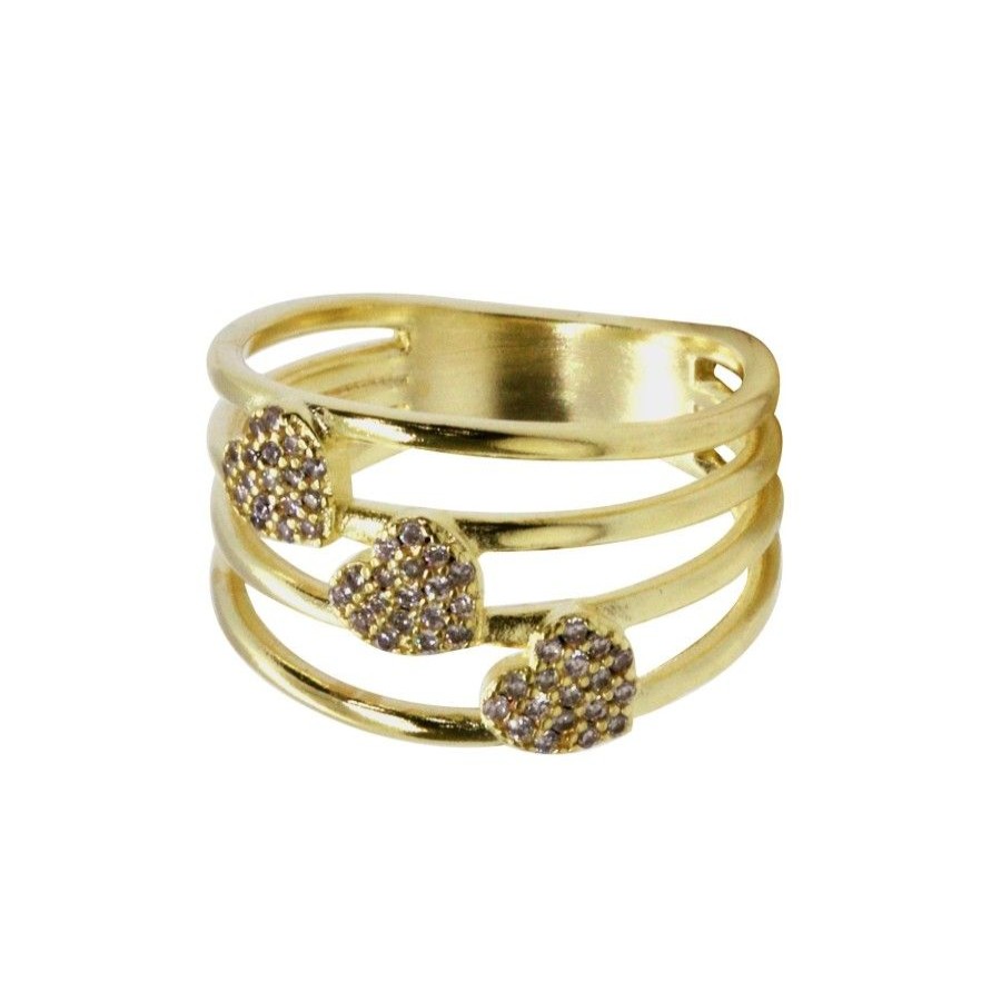 Joyas Enchapadas Marca DJOYAS | Anillo Enchapado En Oro Cuatro Anillos Con Microcircones