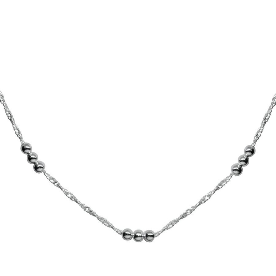 Joyas De Plata BLACK | Cadena De Plata 925 Singapur Con Esferas 40 Cm