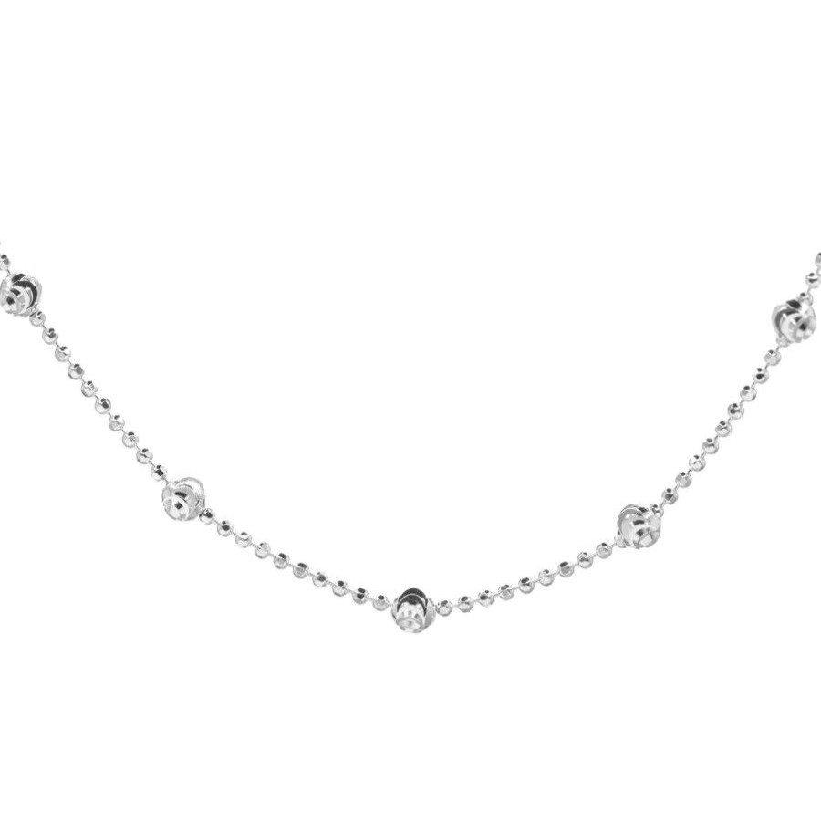 Joyas De Plata Marca DJOYAS | Cadena De Plata 925 Estilo Bolitas Con Esferas 50 Cm