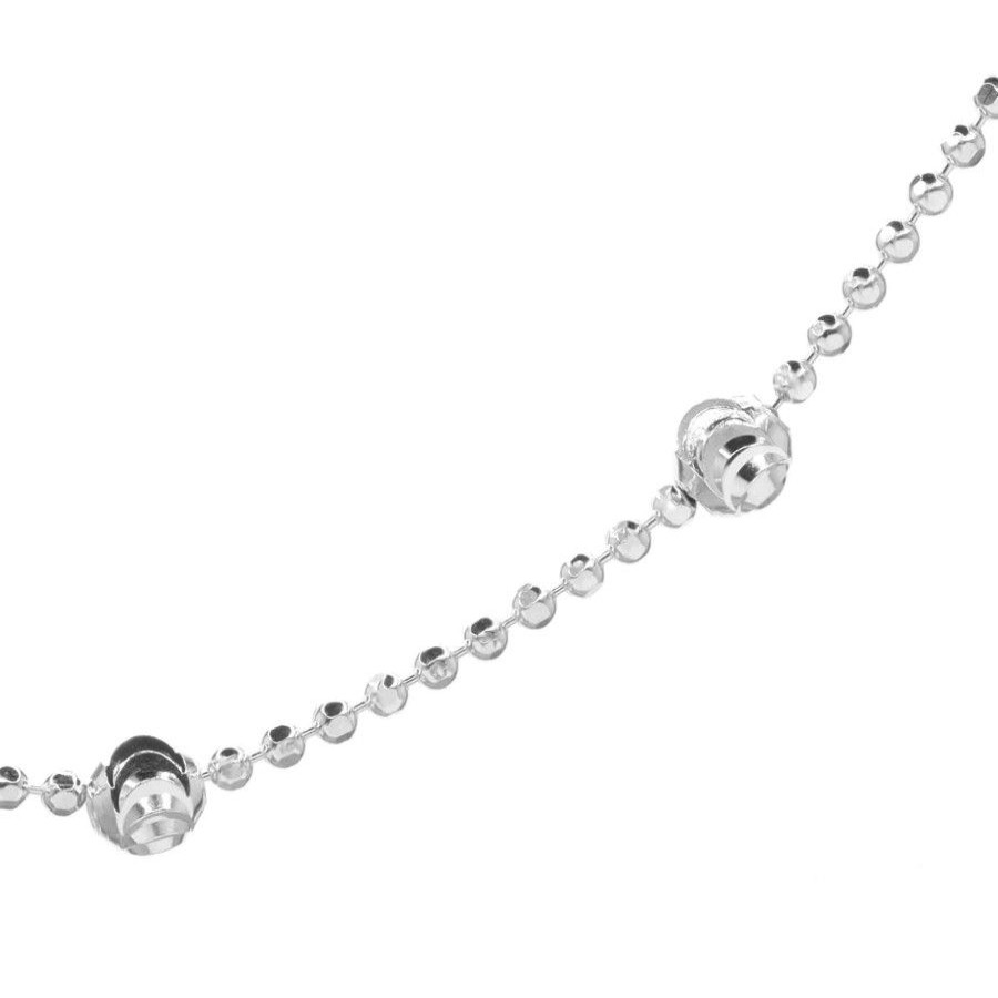 Joyas De Plata Marca DJOYAS | Cadena De Plata 925 Estilo Bolitas Con Esferas 50 Cm