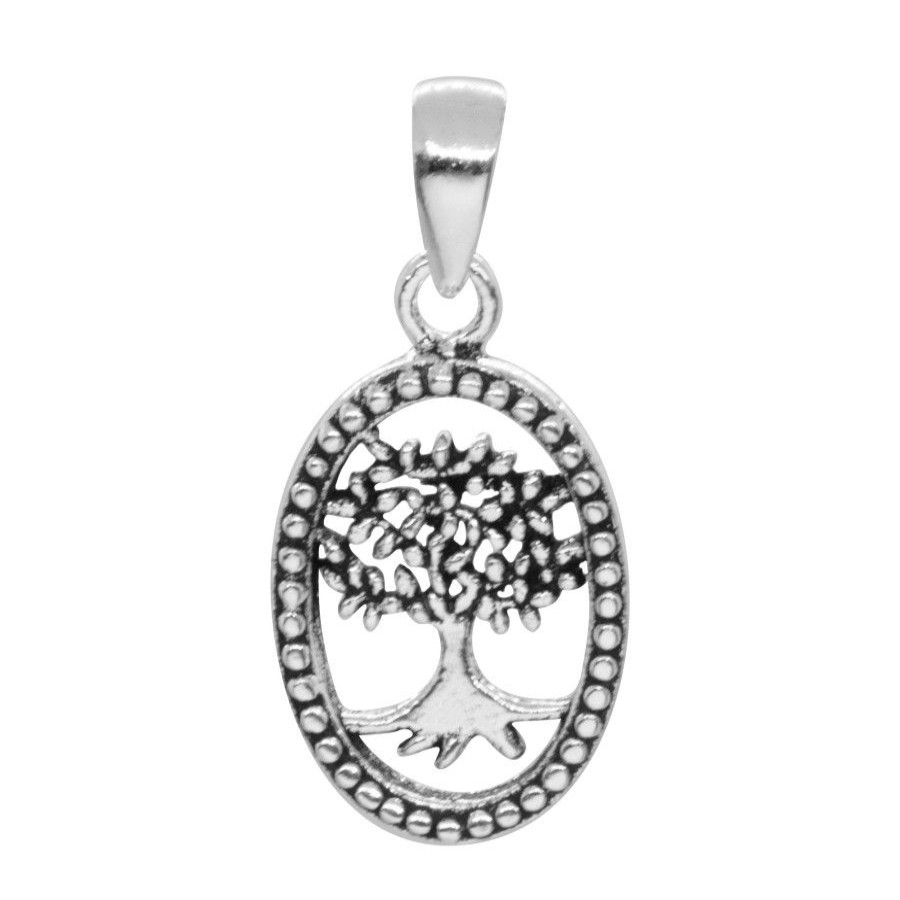 Joyas De Plata Marca DJOYAS Colgante Plata Lisa | Colgante De Plata 925 Medalla De Arbol Realista