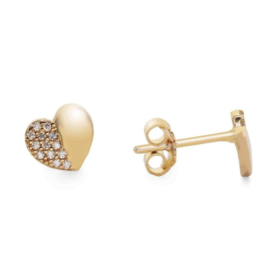 Joyas Enchapadas Marca DJOYAS Enchapado En Oro | Aros Enchapados En Oro Mini Corazones Con Circones