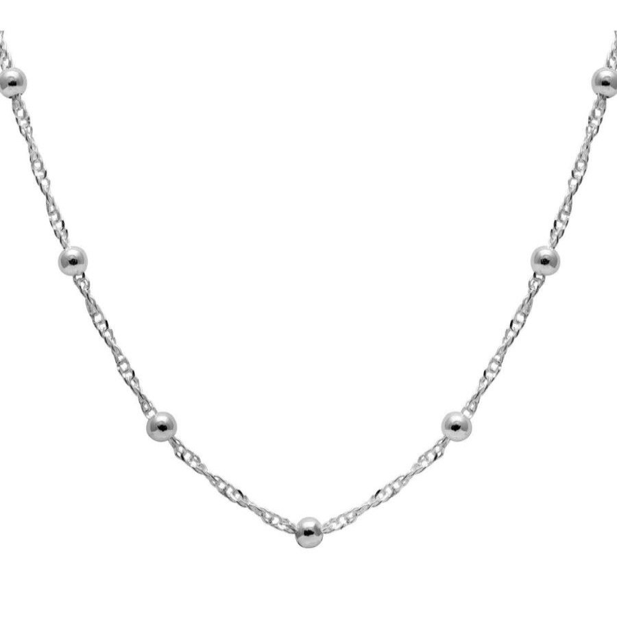 Joyas De Plata Marca DJOYAS | Cadena De Plata 925 Singapur Con Esferas De 60 Cm