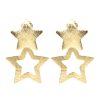 Joyas Enchapadas Marca DJOYAS Enchapado En Oro | Aros Enchapados En Oro Doble Estrella Satinada Y Calada