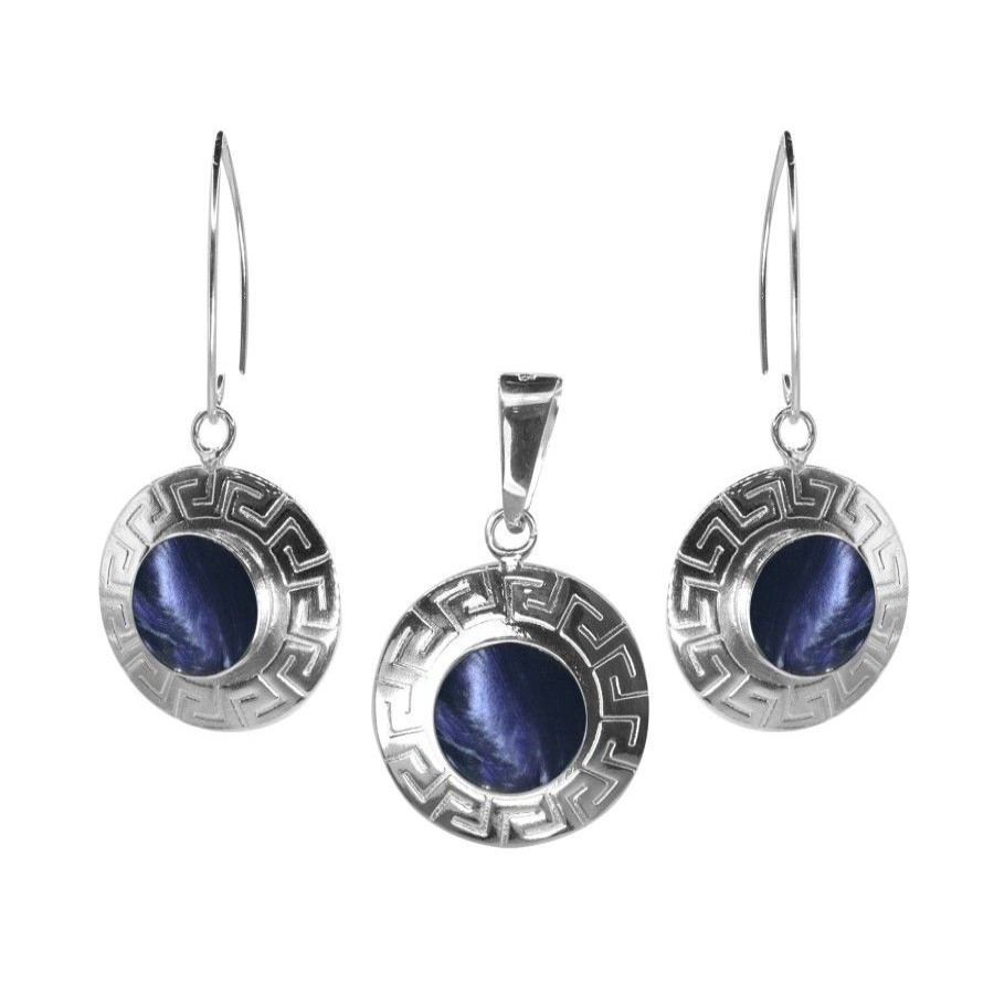 Joyas De Plata BLACK | Conjunto De Plata 950 Patron Azul Oscuro