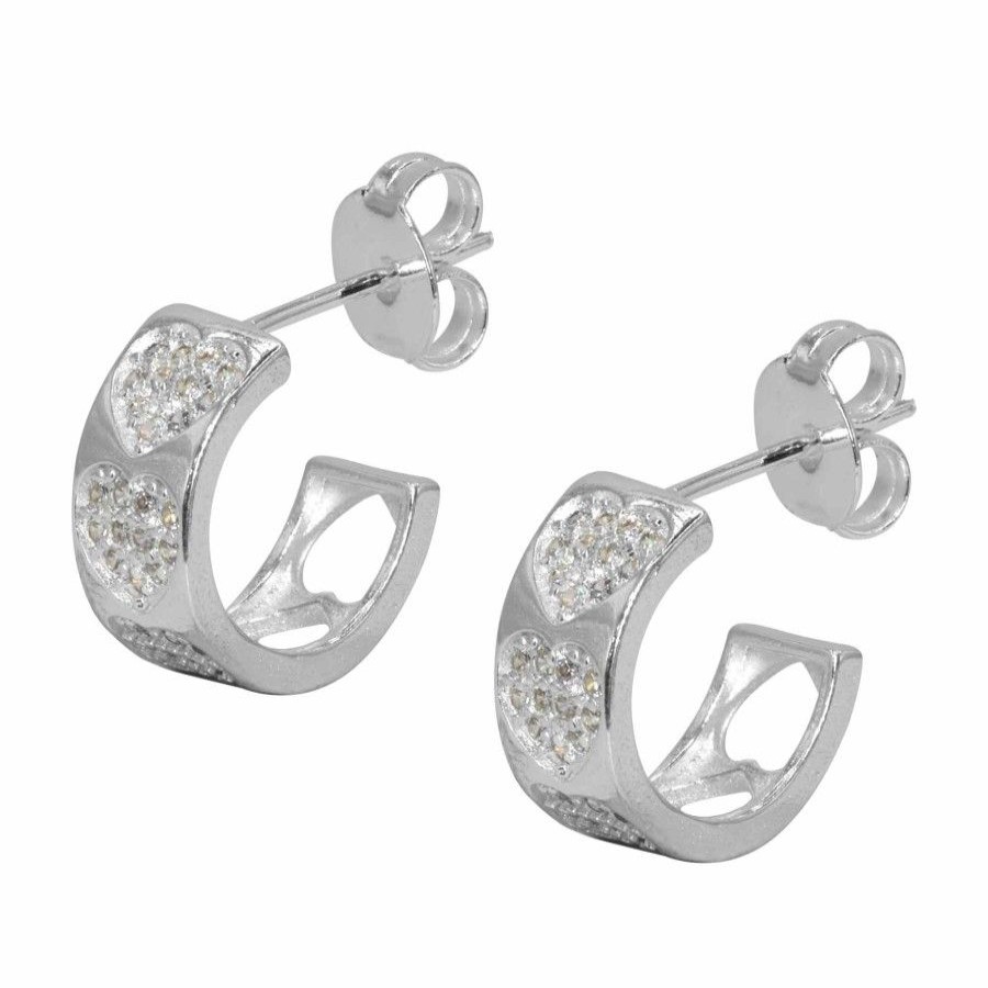 Joyas Enchapadas Marca DJOYAS Enchapado En Plata | Aros Enchapados En Plata Semi Argollas Con Corazones