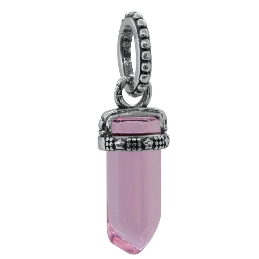 Joyas De Plata DistribuidoraDeJoyas.cl Colgantes Lapidado | Colgante Pendulo Con Cristal Rosa