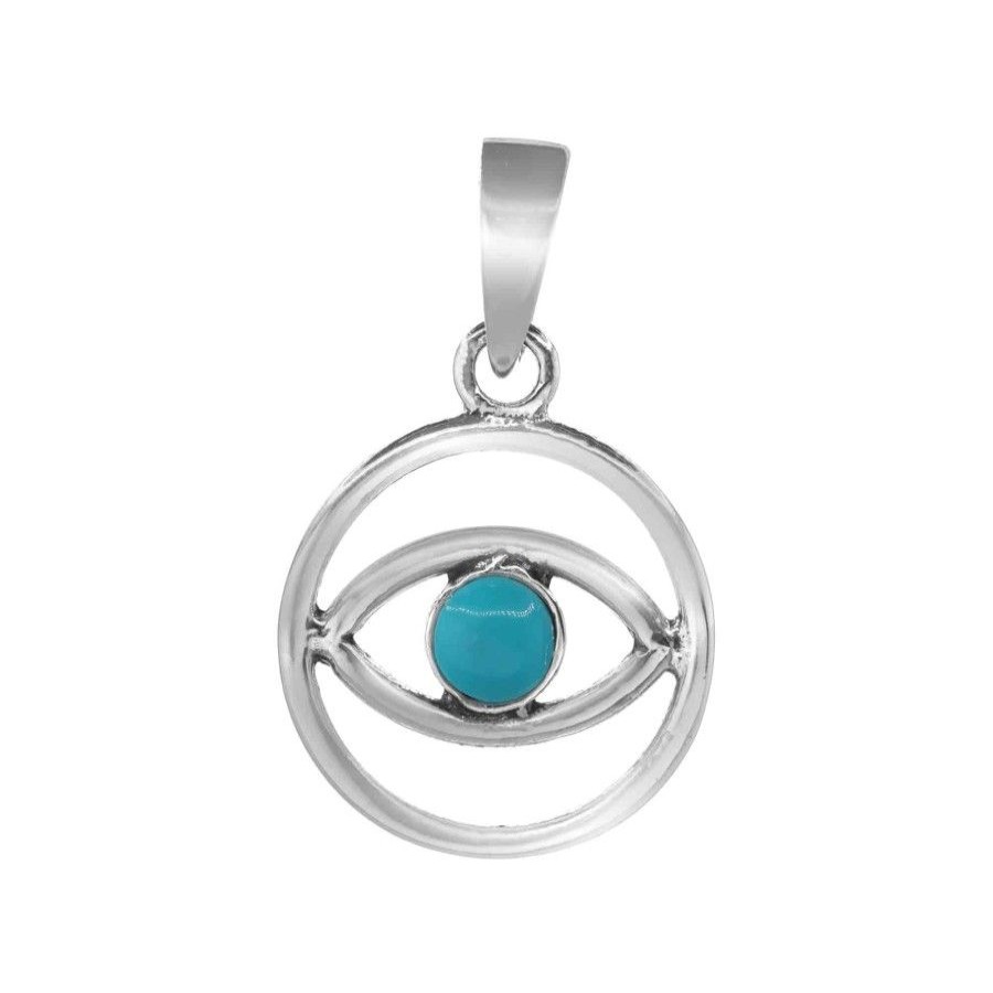 Joyas De Plata Marca DJOYAS Colgantes Lapidado | Colgante De Plata 925 Ojo Turquesa