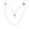 Joyas Enchapadas Marca DJOYAS | Collar Enchapado En Plata Doble Cadena Con Diseno De Estrellas