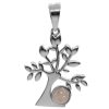 Joyas De Plata BLACK Colgante Piedra Natural | Colgante Arbol Con Piedra Cuarzo Rosa