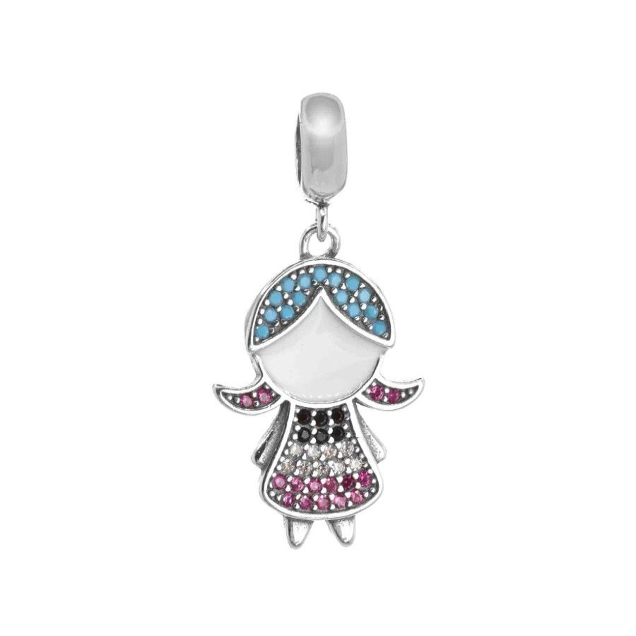 Joyas De Plata Marca DJOYAS Colgantes Nino Nina | Colgante De Plata 925 Nina Circon Colores