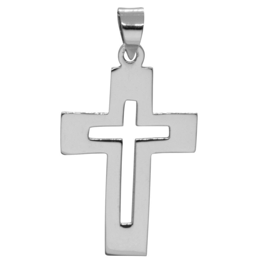 Joyas De Plata BLACK Colgante Cruz | Colgante Diseno Cruz Abierta