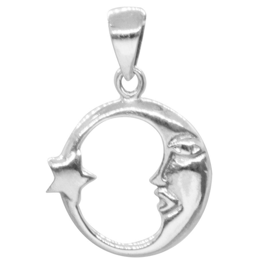 Joyas De Plata DistribuidoraDeJoyas.cl Colgante Plata Lisa | Colgante Luna Estrella