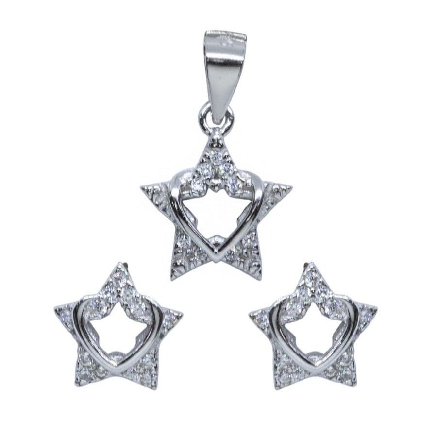 Joyas De Plata BLACK | Conjunto De Plata 925 Estrellas Rodinado