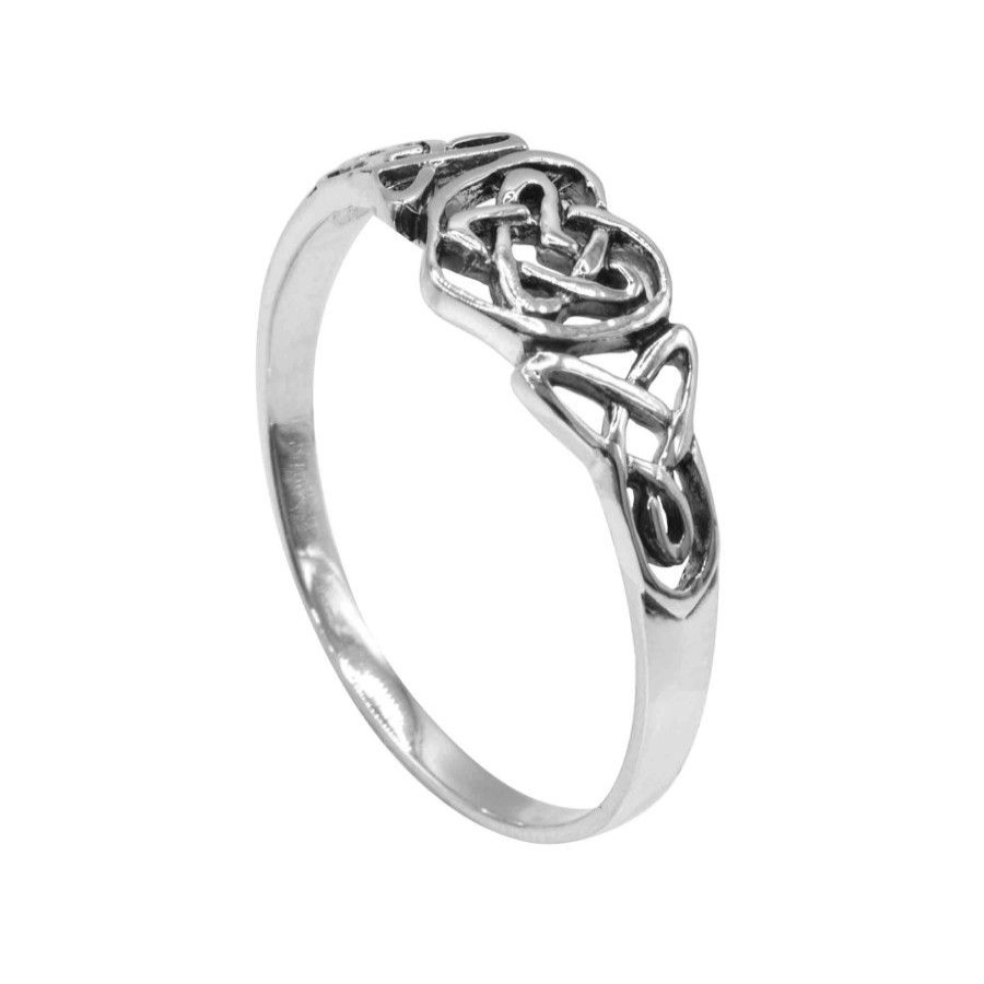 Joyas De Plata Marca DJOYAS Anillos Hombres | Anillo De Plata 925 Corazon De Rosa Estilo Celtico