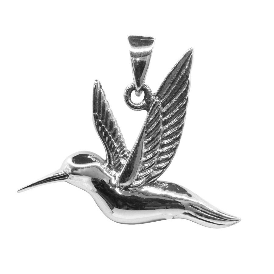 Joyas De Plata Navidad Colgante Plata Lisa | Colgante De Colibri En Plata 925