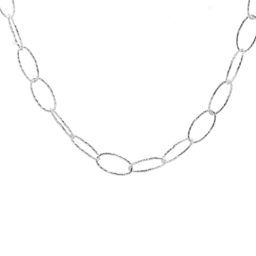 Joyas De Plata Marca DJOYAS | Cadenas De Plata 925 Eslabon Ovalado Semi Brillante 50 Cm