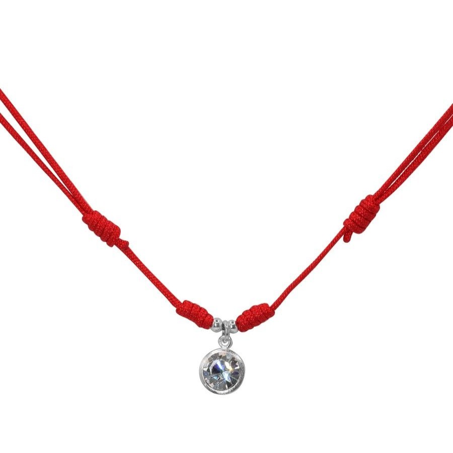 Joyas De Plata BLACK Collares Con Circon | Collar De Plata 925 Hilo Rojo Con Circon