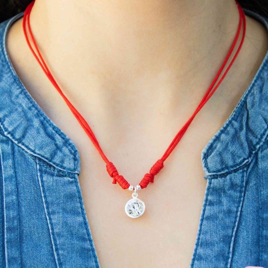 Joyas De Plata BLACK Collares Con Circon | Collar De Plata 925 Hilo Rojo Con Circon