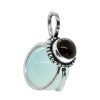 Joyas De Plata BLACK Colgante Piedra Natural | Colgante De Plata 925 Esfera Piedra Calcedonia Con Onix