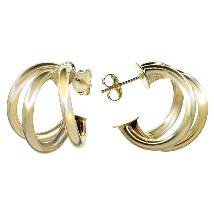 Joyas Enchapadas Marca DJOYAS Enchapado En Oro | Aros Enchapados En Oro Argollas Triple Medianas 20 Mm