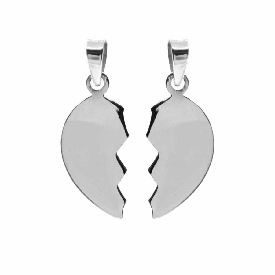 Joyas De Plata Marca DJOYAS Colgante Plata Lisa | Colgantes De Plata 925 Medio Corazon