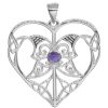 Joyas De Plata DistribuidoraDeJoyas.cl Colgante Piedra Natural | Colgante De Corazon Mariposa Con Piedra Amatista