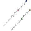 Joyas De Plata Marca DJOYAS Pulsera Con Circon | Pulsera De Plata 925 Figuras Corazon Con Circones De Colores