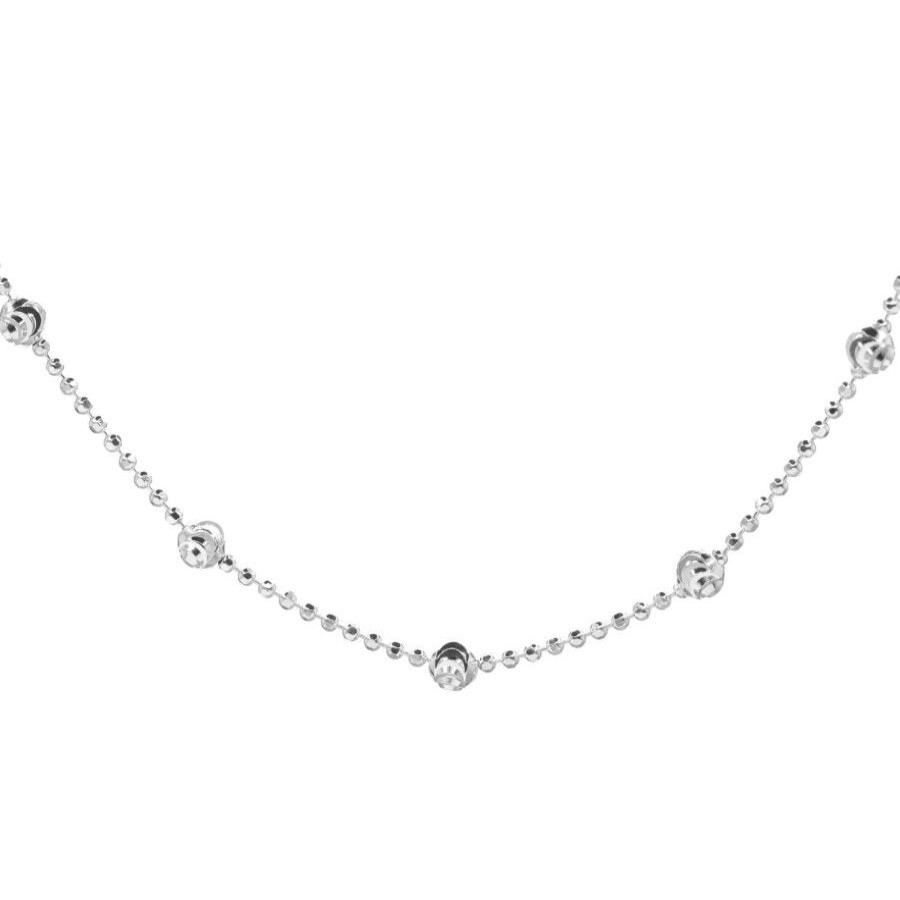 Joyas De Plata Marca DJOYAS | Cadena De Plata 925 Estilo Bolitas Con Esferas 45 Cm