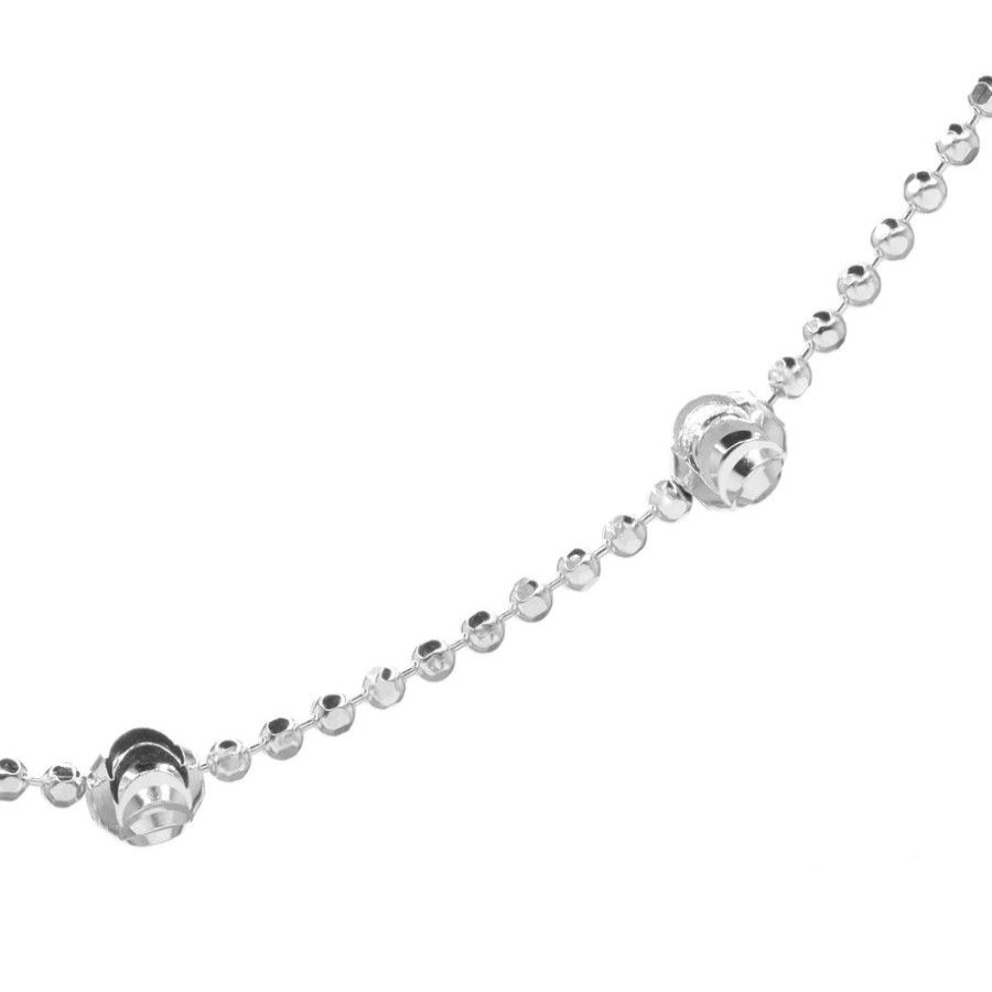 Joyas De Plata Marca DJOYAS | Cadena De Plata 925 Estilo Bolitas Con Esferas 45 Cm