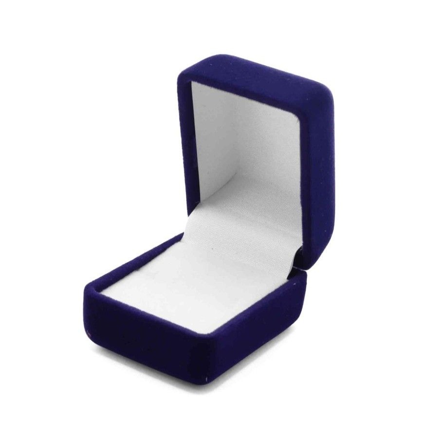 Accesorios Marca DJOYAS | Caja Modelo Diamante De Anillo Terciopelo Azul