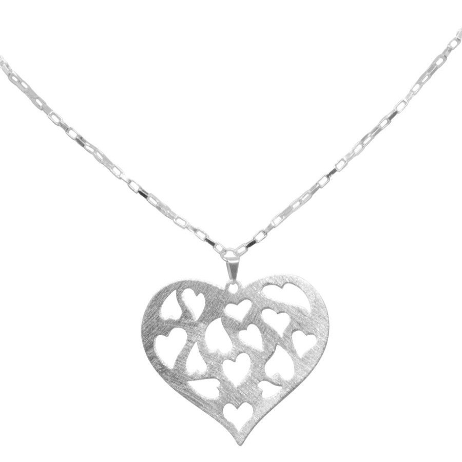 Joyas Enchapadas BLACK | Collar Enchapado En Plata Corazon Con Corazones