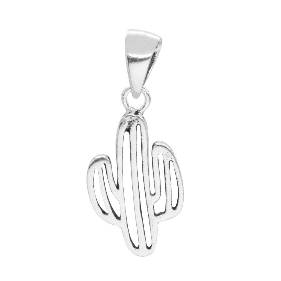 Joyas De Plata Marca DJOYAS Colgante Plata Lisa | Colgante De Plata 925 De Cactus