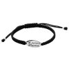 Joyas De Plata Marca DJOYAS Pulsera Macrame Hilo | Pulsera De Plata 925 Macrame Negro "Te-Quiero-Mama"