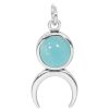 Joyas De Plata Marca DJOYAS Colgante Piedra Natural | Colgante De Plata 925 Luna Creciente Con Piedra Calcedonia