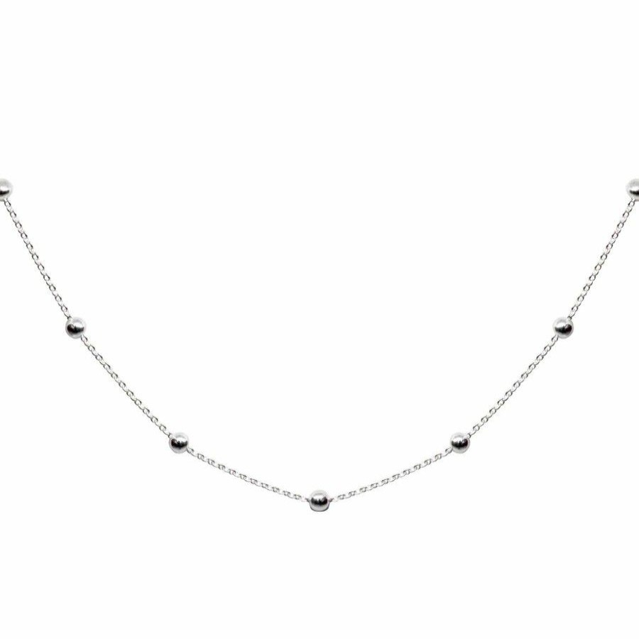 Joyas De Plata Marca DJOYAS | Cadena De Plata 925 Esferas Y Eslabones 45 Cm