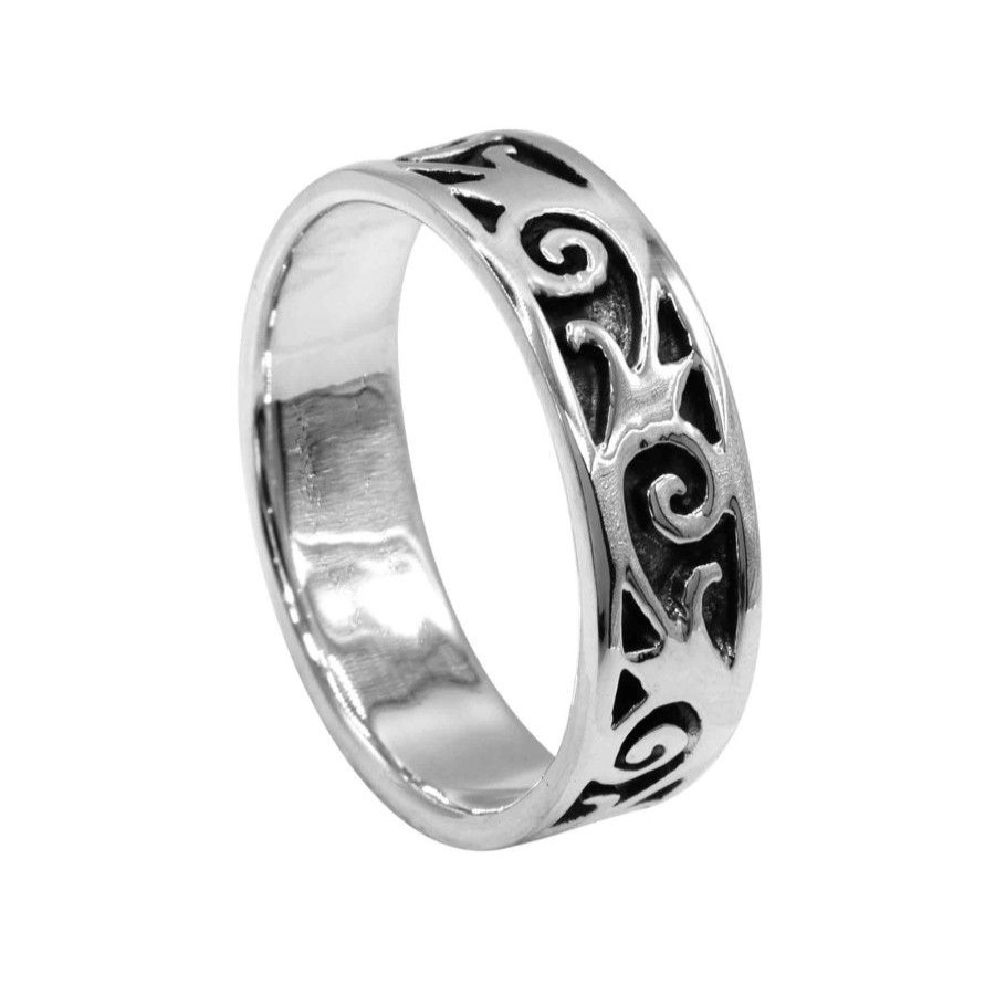 Joyas De Plata Marca DJOYAS Anillos Hombres | Anillo De Plata 925 Para Hombre Con Diseno Barroco