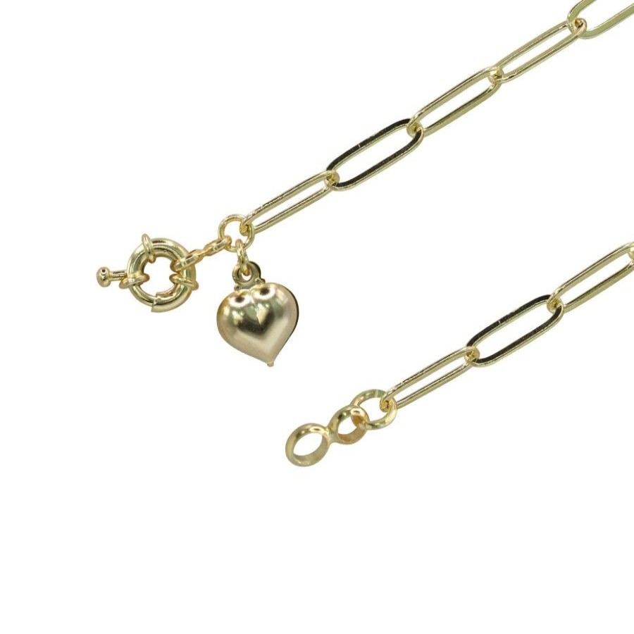 Joyas Enchapadas Marca DJOYAS | Pulsera Enchapada En Oro Corazon Con Broche Timon