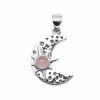 Joyas De Plata Marca DJOYAS Colgante Piedra Natural | Colgante De Plata 925 Media Luna Solar Con Cuarzo Rosa