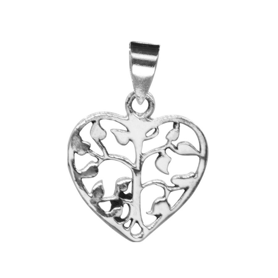 Joyas De Plata Marca DJOYAS Colgante Plata Lisa | Colgante De Plata 925 Corazones De Ramas