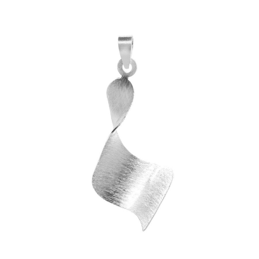 Joyas De Plata Marca DJOYAS Colgante Plata Lisa | Colgante De Plata 925 Diseno Espiral Satinado