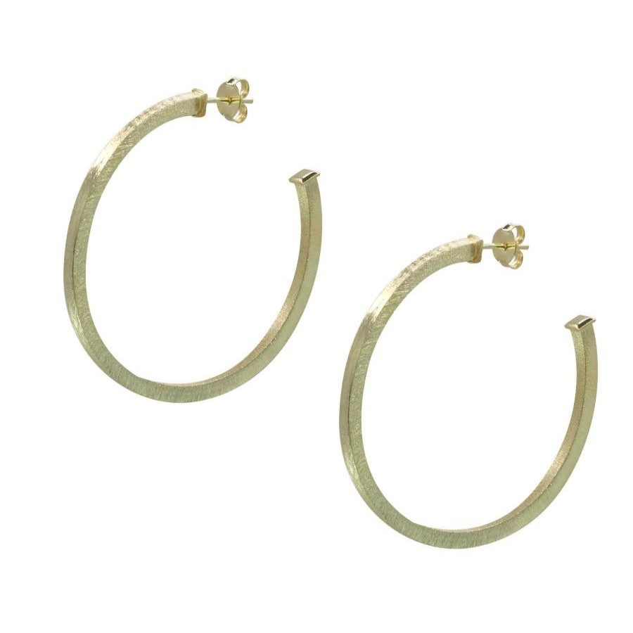 Joyas Enchapadas Marca DJOYAS Enchapado En Oro | Aros Enchapados En Oro Argollas 50Mm Borde Delgado