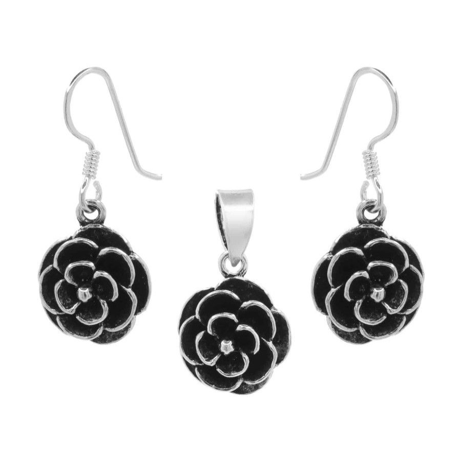 Joyas De Plata BLACK | Conjunto Flores De Rosas