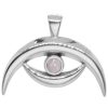 Joyas De Plata DistribuidoraDeJoyas.cl Colgante Piedra Natural | Colgante Doble Luna Con Piedra De Cuarzo Rosa