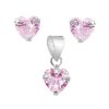 Joyas De Plata Marca DJOYAS | Conjunto De Plata 925 Corazones De Circon Rosa 6 Mm